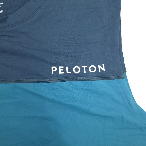 Peloton Tank Top Shirt Mens Medium Blue Teal Athletic Stretch Gym Workout Active - Picture 2 of 8